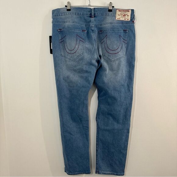 True Religion Jeans Mens 34 Blue Denim Pants Geno Relaxed Slim NWT $159 - Picture 4 of 13